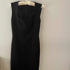 NWT $2990 Akris Square-Neck Black Wool Mini Dress